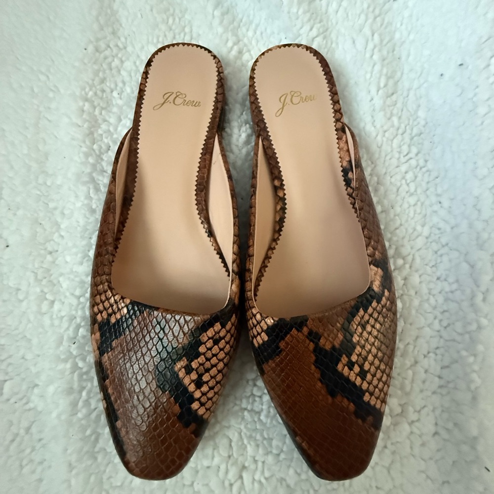 Jcrew snake print slip on semi square tip